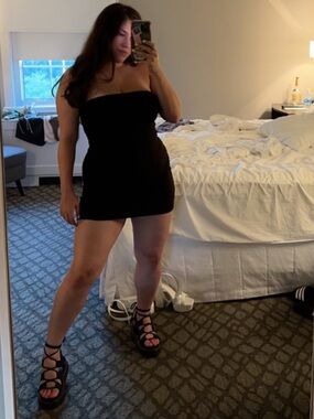 Black Cotton Bandeau Body-con Dress